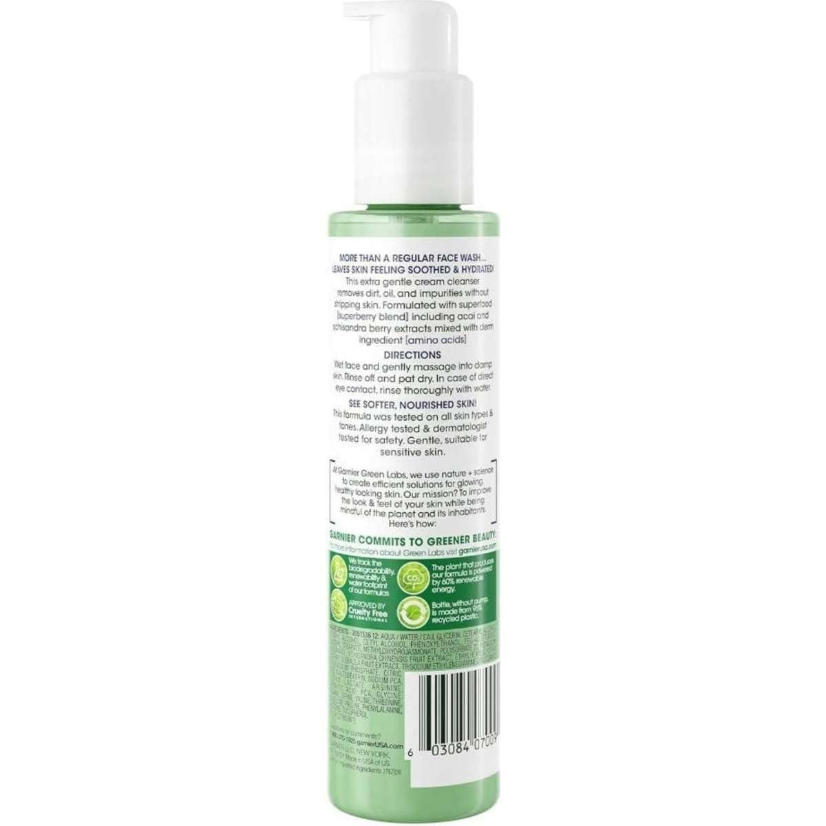 Garnier Green Labs Amino-Berry Soft Gentle Facial Cream Cleanser Hydrates and Soothes Skin, 5.07 fl oz Beauty & Personal Care Garnier