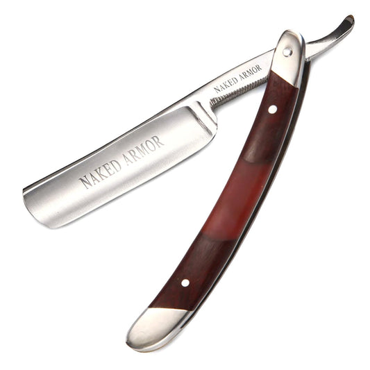 Naked Armor Gaheris Straight Razor - Shave Ready 7/8" Round Nose Japanese Steel Straight Razors for Men with Mahogany Scale, Case Included, Close Beauty and Personal Care Naked Armor