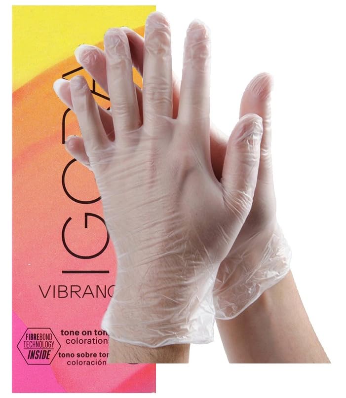 IgoraVibrance 7-24 Medium Blonde Ash Beige Tone On Tone Alcohol-Free Demi-Permanent Hair Color 2 Fl Oz with Clear Powdered Medium Vinyl Gloves Beauty & Personal Care M Hair Designs