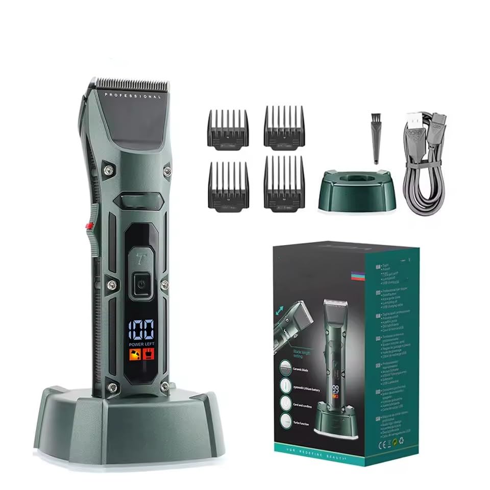 QDKVTNDJZ Professional Hair Clippers for Men- High Powerful Motor with Diamond-Like Carbon Coating Ceramic Blade, Mens Cordless Cutting Machine Set Beauty and Personal Care QDKVTNDJZ