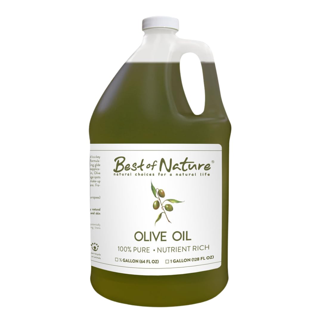 Best of Nature 100% Pure Olive Massage & Body Oil - Cold Pressed, Unscented Moisturizer for Skin & Hair, Bath Oil, Half Gallon (64 fl oz) Beauty & Personal Care Best of Nature