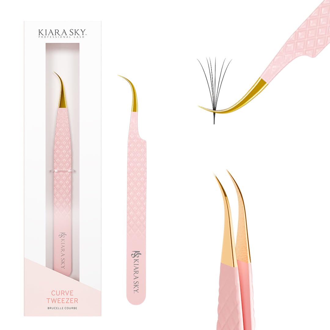 KIARA SKY LASH Tweezer for Eyelash Extensions - Precision Fiber Tip Grip - Volume, Mega Volume, and Lash Removal Fills - Comfortable Ergonomic Design Beauty and Personal Care KIARA SKY