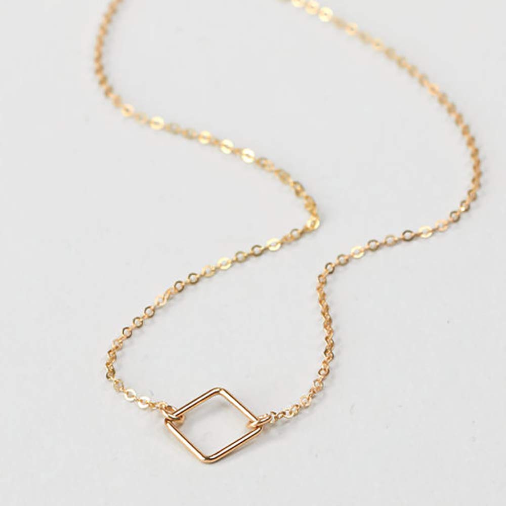 DoubleNine Geometric Square Delicate Layering Coin Necklace Disk Sequins Pendant Choker Gold Jewelry Accessories for Women Girls Beauty & Personal Care Doubnine