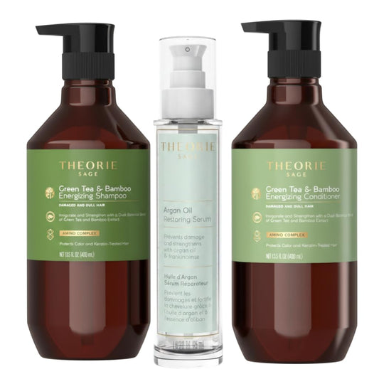 THEORIE Botanical Hair Care Ritual Set, Shampoo, Conditioner & Hair Serum Trio, 3 Piece Hair Care Set for All Hair Types (Green Tea & Bamboo Beauty & Personal Care Theorie