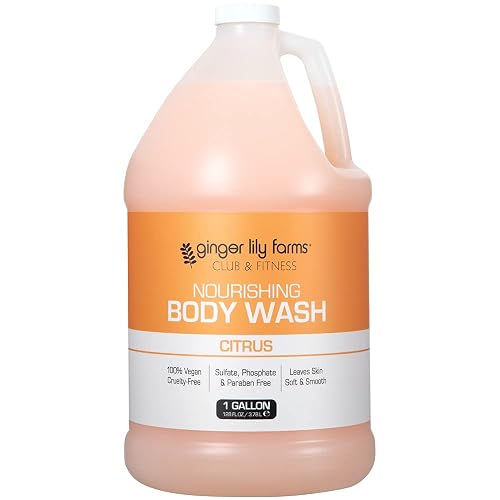 Ginger Lily Farms Club & Fitness Nourishing Body Wash, 100% Vegan & Cruelty-Free, Bath & Shower Gel for Men and Women, Citrus Scent, 1 Gallon (128 fl Beauty & Personal Care Ginger Lily Farms