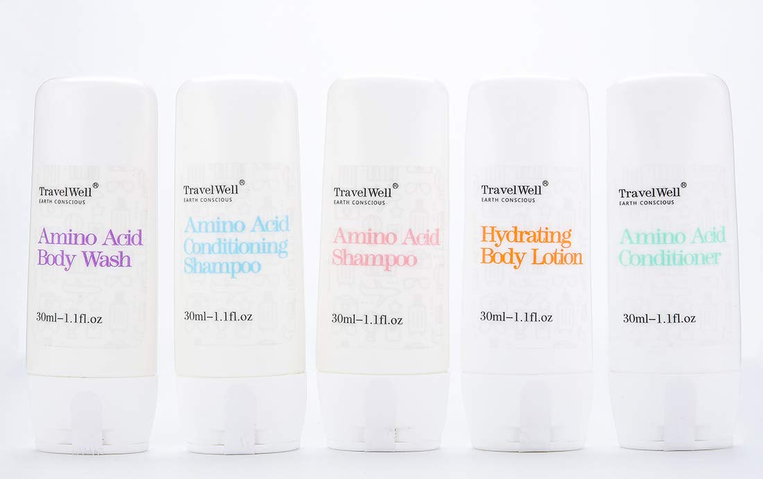 Travel Well Mini Shampoo & Conditioner Set - Amino Acid Travel Shampoo & Conditioner - Paraben-Free Mini Soap Bars Guest Bathroom Toiletries - 25 Beauty & Personal Care Travelwell