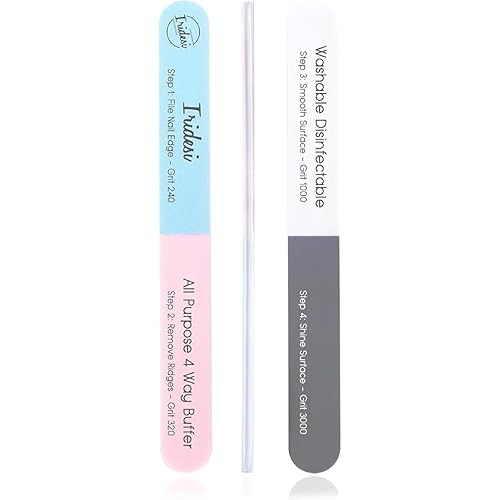 Iridesi 4 Way Finger Nail File and Buffer, Emery Boards for Natural Nails, 4 Fingernail Files in 1, Professional Filer Board and Shiners, 7 Inches Beauty & Personal Care Iridesi