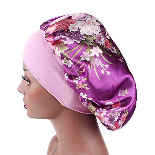 6 Pieces Large Printed Satin Bonnet Sleeping Caps Soft Elastic Wide Band for Women Hair Loss, Natural Curly Hair Braids (Printed 6pack) Beauty & Personal Care Ubrand