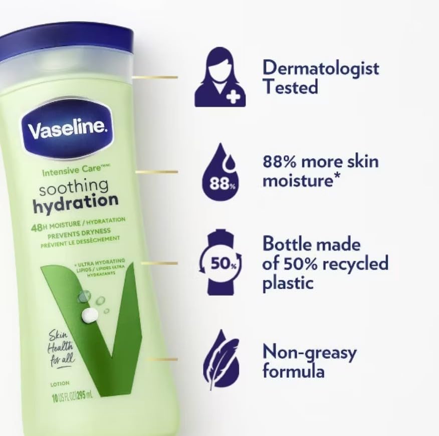 Vaseline Intensive Care Aloe Soothe Non-Greasy Lotion 10 oz (Pack of 11) Beauty & Personal Care Vaseline