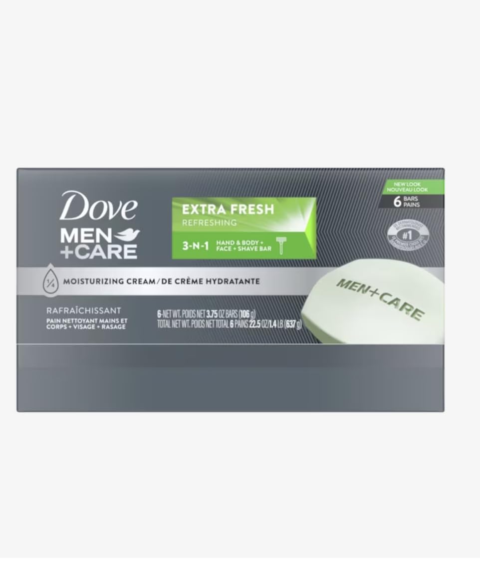 Dove Bar 3 in 1 Cleanser for Body, Face, and Shaving to Clean and Hydrate Skin Extra Fresh Body and Facial Cleanser More Moisturizing Than Bar Soap Beauty & Personal Care Dove