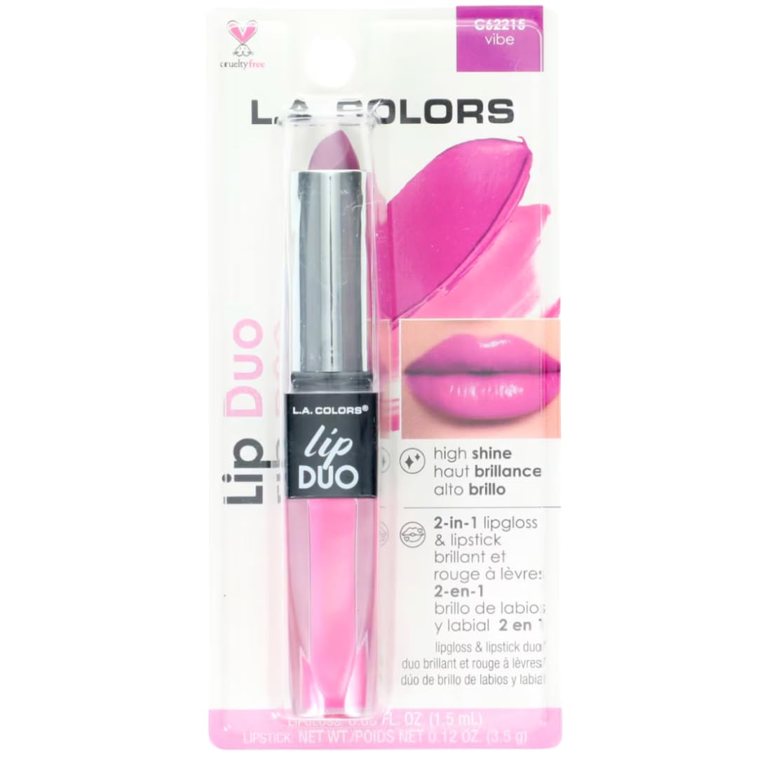 L.A. COLORS Lipgloss & Lipstick Duo, C62215 Vibe, 0.12 Oz Beauty & Personal Care L.A. COLORS