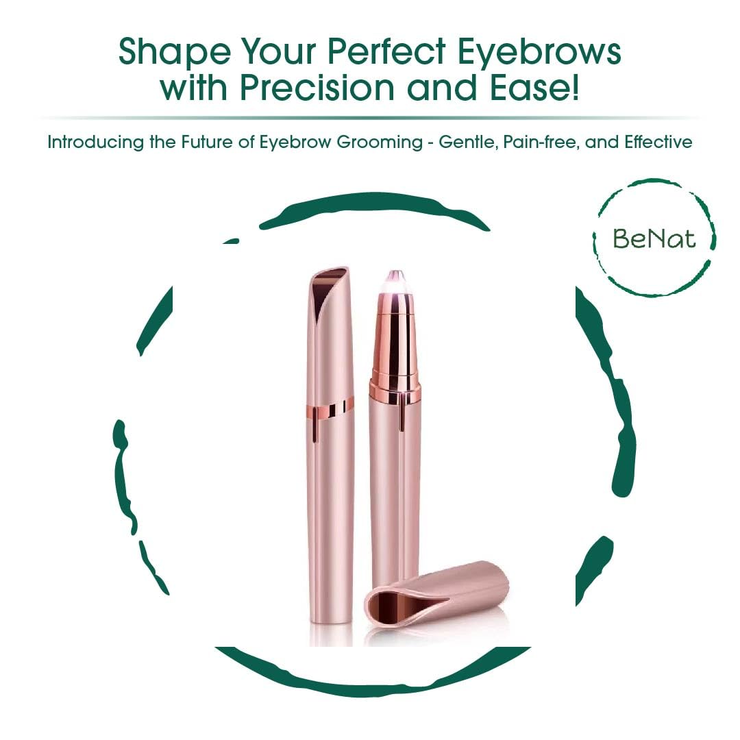 BeNat Facial and Eyebrow Hair Remover Set. 2-Pcs. Rechargeable, Portable, Versatile Facial and Eyebrow Trimmer for Women Beauty and Personal Care BeNat