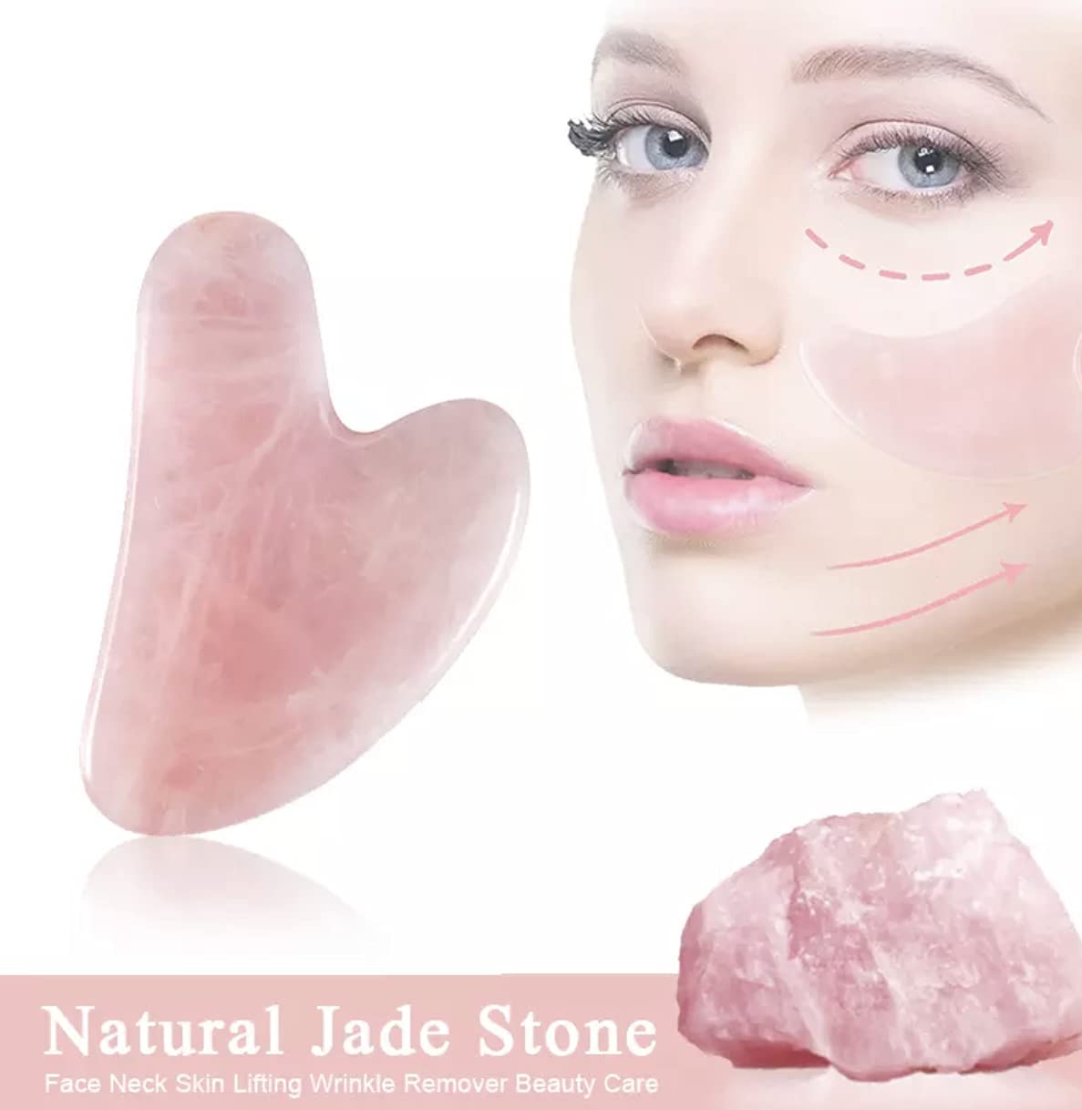 Face Roller Skin Care - Jade Roller Gua Sha Set, Rose Quartz Face Roller | Ultimate Facial Skin Care Products & Beauty Products Tools | Jade Facial Beauty & Personal Care June Berry