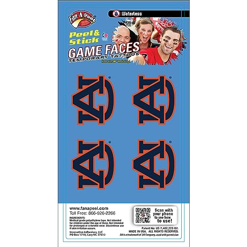 Fan-A-Peel Auburn Tigers Waterless Temporary Peel & Stick Tattoo