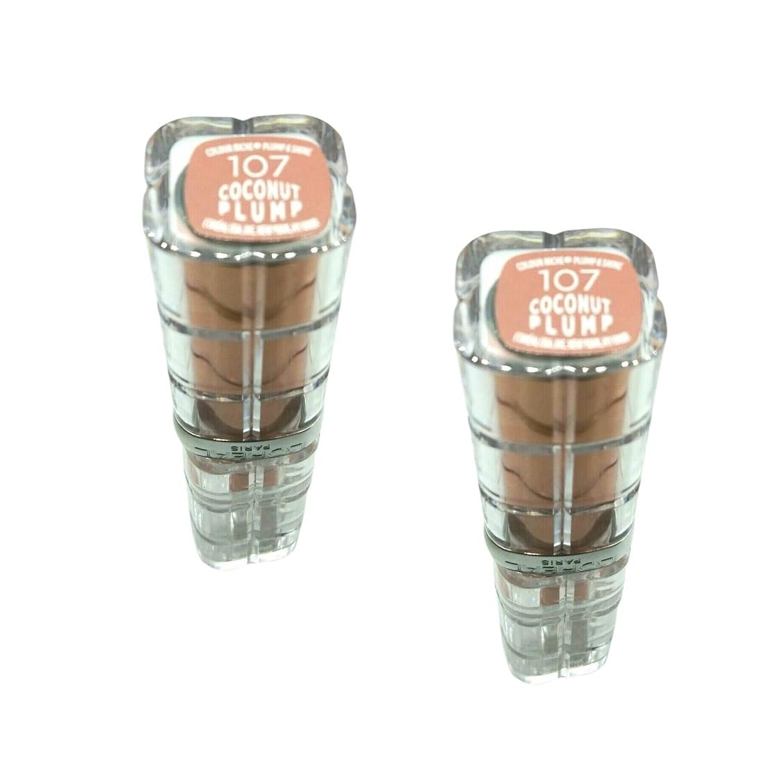 Pack of 2 L'Oreal Paris Colour Riche Plump and Shine Lipstick, Coconut Plump 107 Beauty & Personal Care L'ORÉAL