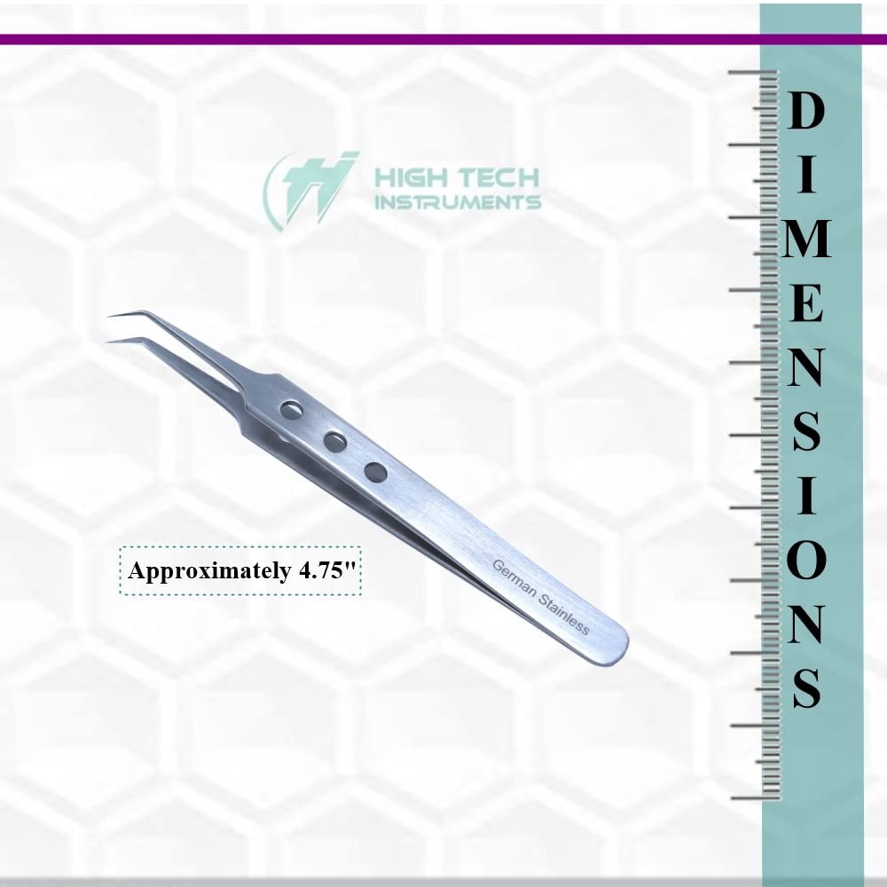 Professional Stainless Steel Tweezers 4.75" with Fine Precision Tips & Fenestrated Handle Suitable for Facial Hair, Splinter and Ingrown Hair Removal Beauty and Personal Care HIGH TECH INSTRUMENTS