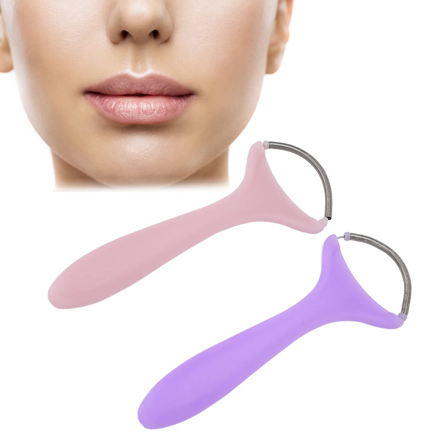 Folanda 2Pcs Hair Remover, Effective Stainless Steel Spring Threading Epilator for Women Chin Cheek Mustache Upper Lip Neck, Portable Hair Removal Beauty and Personal Care Folanda