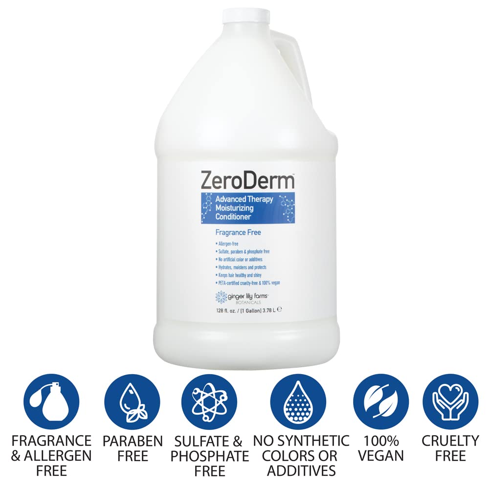 Ginger Lily Farms Botanicals ZeroDerm Advanced Therapy Moisturizing Conditioner for All Hair Types, 100% Vegan, Cruelty and Fragrance Free, 1 Gallon Beauty & Personal Care Ginger Lily Farms