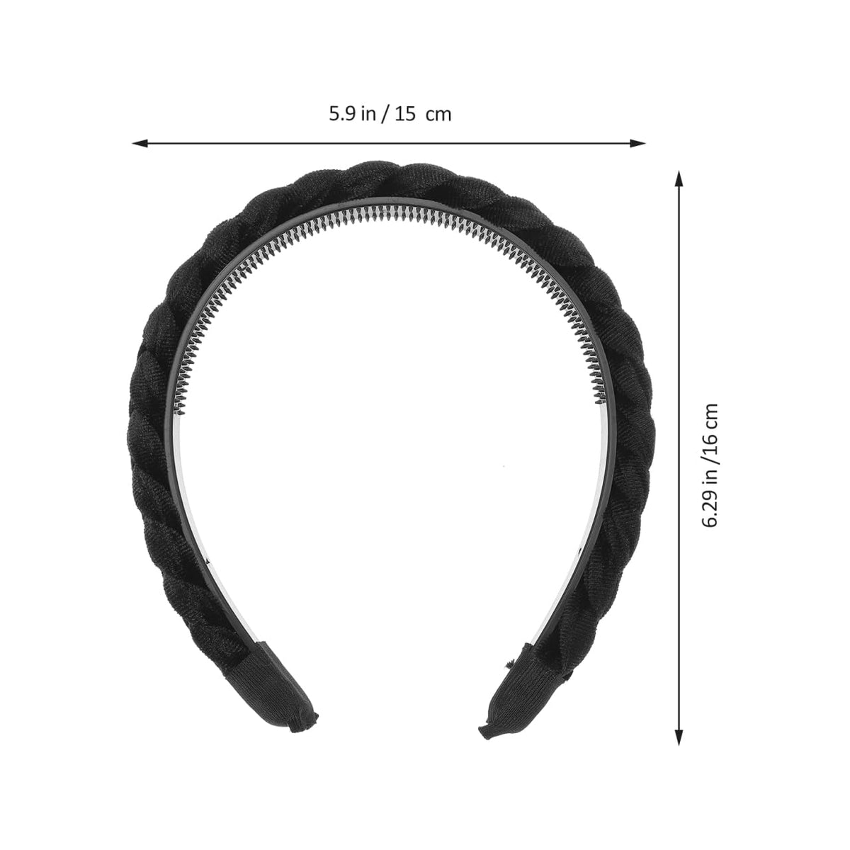 Beaupretty Braided Headband for Women Girls Adults Black Hair Band Fashion Hair Accessory Lightweight Hoop for Washing Daily Wear Party and Travel