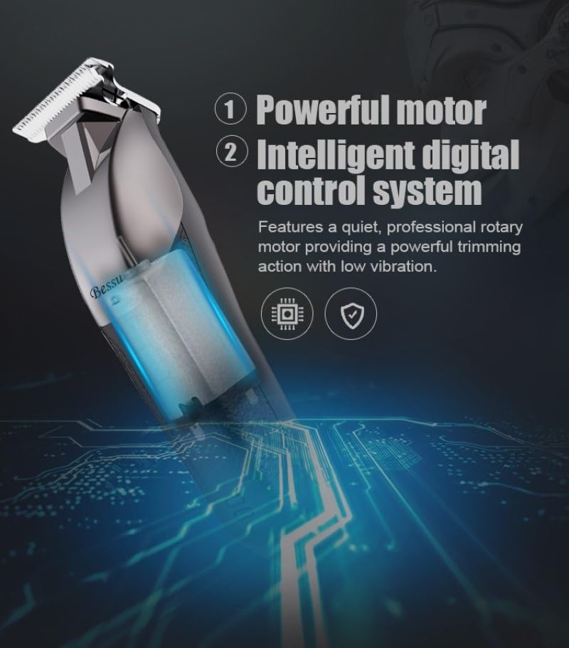 GLESVOWIO Pro Hair Clipper Professional Rechargeable Electric T-Shaped Contour Finishing Cutter Cordless Beauty and Personal Care GLESVOWIO