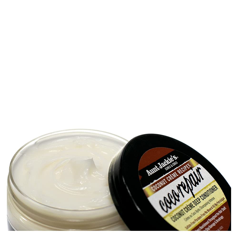 Aunt Jackie's Coconut Crème Recipes Coco Repair Deep Hair Conditioner, Delivers Nourishment, Stops Damage, Breakage for Natural Curls, 15 oz