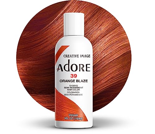 Adore Semi Permanent Hair Color (039 Orange Blaze) | Vegan & Cruelty-Free Orange Hair Dye | No Ammonia, No Peroxide, No Alcohol | 4 Fl Oz Beauty & Personal Care Adore