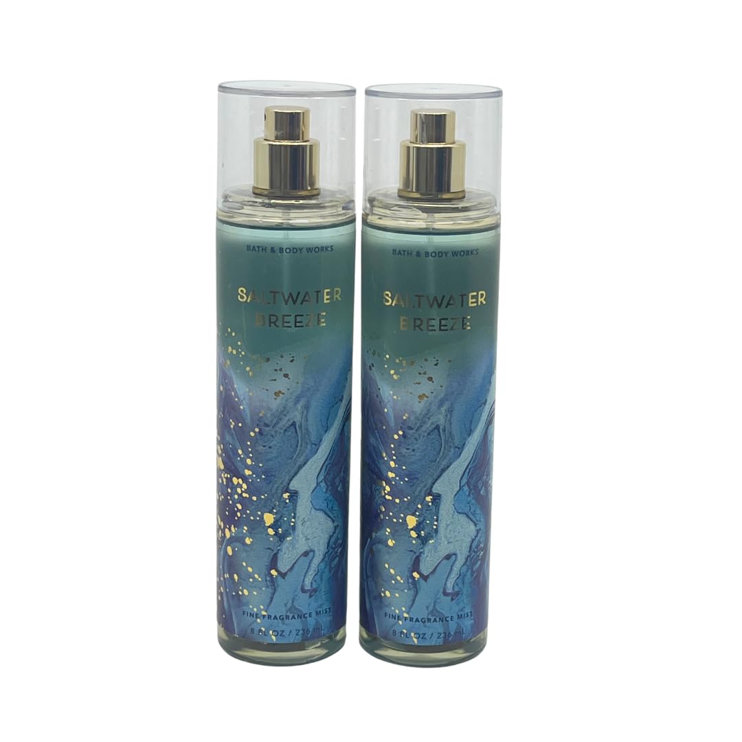 Bath & Body Works Saltwater Breeze Fine Fragrance Mist 8 oz / 236 mL - pack of 2-2023 Edition Beauty & Personal Care Bath & Body Works