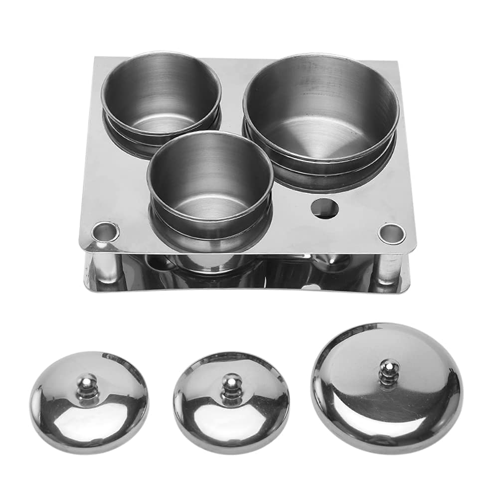 3PCS Professional Stainless Steel Acrylic Nail Tips Cup Dappen Dish Liquid Powder Holder Container Nail Art Equipment Tools (Silver) Beauty & Personal Care LVOERTUIG