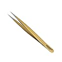 Tweezers for Eyelash Extension Hand Crafted Surgical Stainless Steel Metallic Gold Powder Coated (Supper Straight Tip.) Beauty & Personal Care metaleks