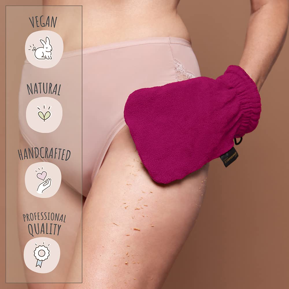 Renaissance Glove a body Exfoliating Mitt with face scrubbing accessory by Daniele Henkel - Vegan more effective & resistant than a loofah, brush or Beauty & Personal Care LE GANT RENAISSANCE
