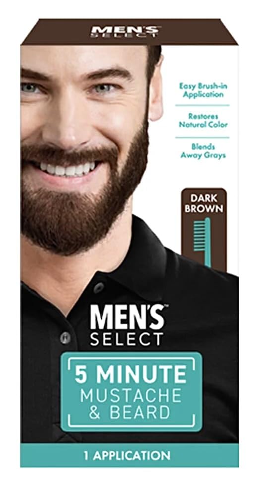 Men's Select 5 Minute Mustache & Beard Dark Brown Brush-In Facial Hair Dye with Brush Included Beauty & Personal Care Men's Select