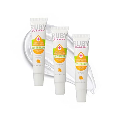 Ruby Kisses Hydrating Lip Oil Treatment Gloss with Mango & Shea Butter (3 Pack), Moisturizing Natural Shine Lip Care Protects & Heals with Vitamins, Beauty & Personal Care Ruby Kisses