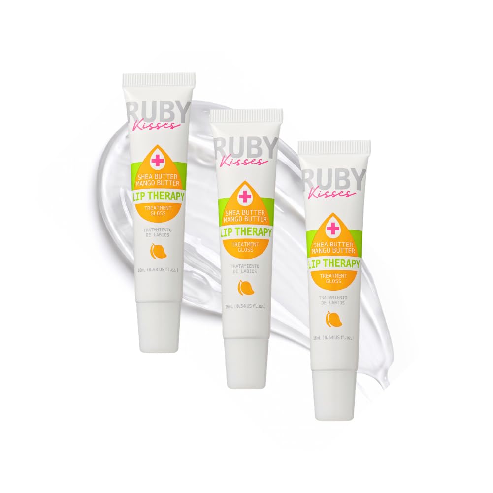 Ruby Kisses Hydrating Lip Oil Treatment Gloss with Mango & Shea Butter (3 Pack), Moisturizing Natural Shine Lip Care Protects & Heals with Vitamins, Beauty & Personal Care Ruby Kisses