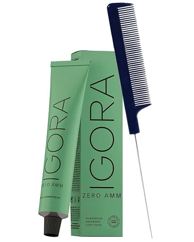 Igora Zero AMM 9-50 Extra Light Blonde Gold Hair Color | No Ammonia Permanent Color Creme Hair Dye 2.1 oz and M Hair Designs Pin Tail Comb (Bundle) Beauty & Personal Care M Hair Designs