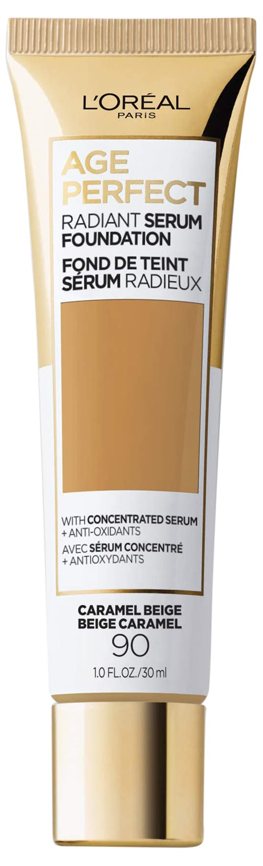L'Oreal Paris Age Perfect Radiant Serum Foundation with SPF 50, Caramel Beige, 1 Ounce