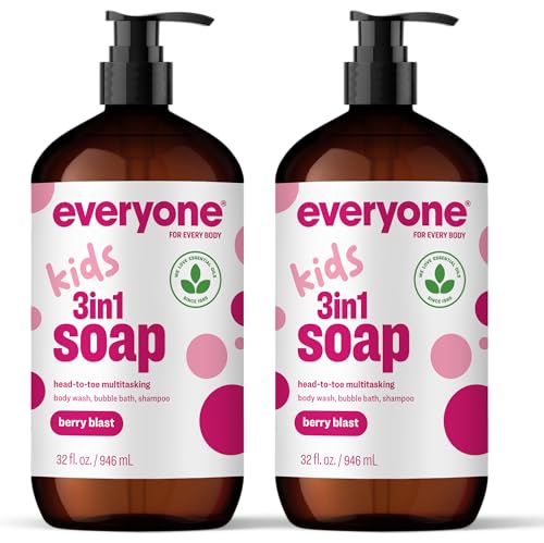 Everyone 3-in-1 Kids Soap, Body Wash, Bubble Bath, Shampoo, 32 Ounce (Pack of 2), Berry Blast, made with Essential Oils for Toddlers, tweens and teens Beauty & Personal Care everyone for every body