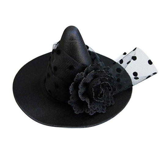 Small Witch Hat Retro Black Witch Flower Hair Clip Decorative Halloween Hair Accessories for Party (Black Flower) Beauty & Personal Care leorx