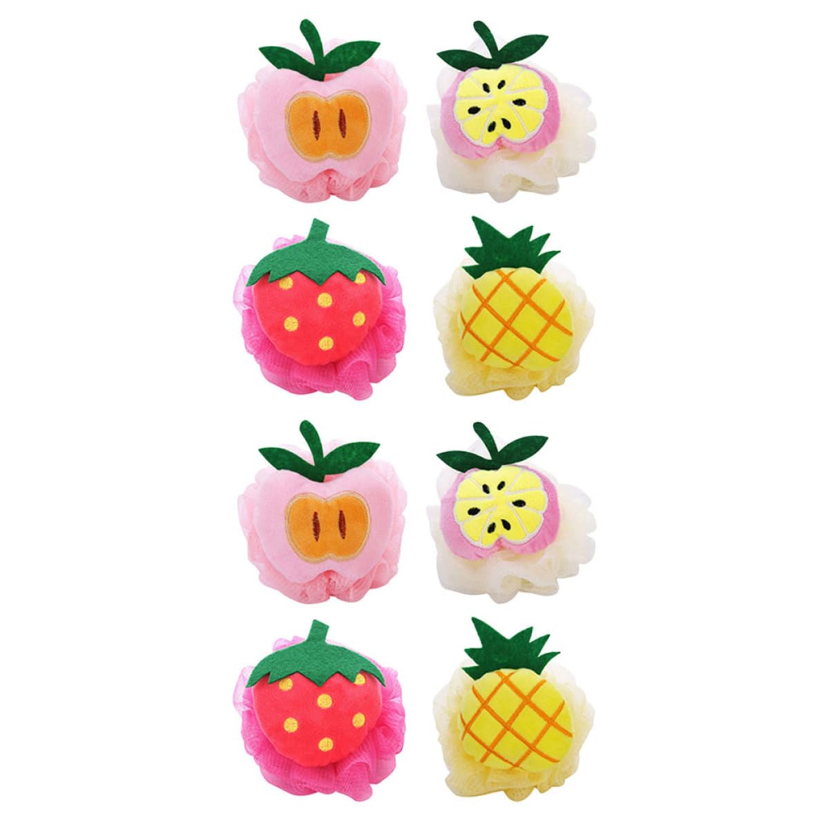 Beaupretty 8pcs Fruit-Shaped Mesh Bath Poufs Shower Scrub Balls Body Washing Bubble Maker Set for Daily Bathroom Use Beauty and Personal Care Beaupretty