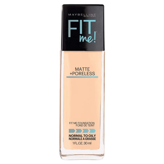 Maybelline New York Fit Me! Matte + Poreless Foundation, Warm Nude [128] 1 oz (Pack of 2)