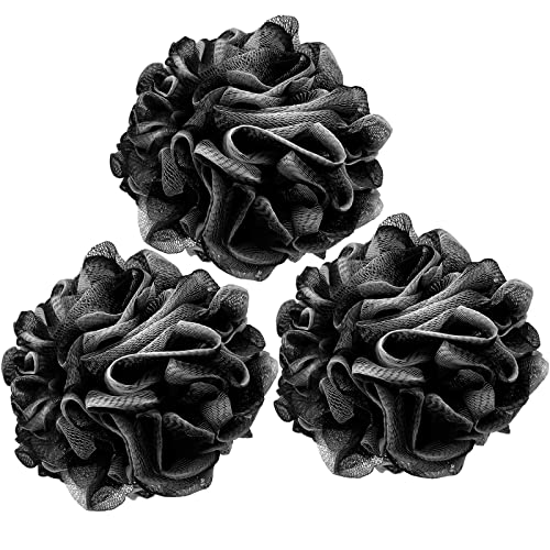 Loofah Charcoal Bath Shower Sponge Body Scrubber,75g XL Exfoliate Mesh Pouf Shower Bouquet,3 Pack Black Large Bath Sponge for Women and Men Beauty & Personal Care Scartink