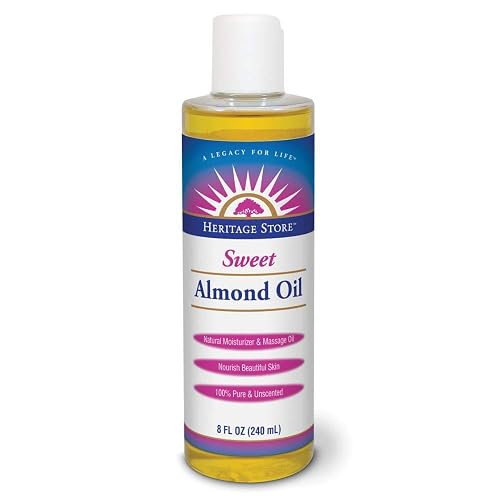 HERITAGE STORE Sweet Almond Oil with Vitamin E, Unscented (Btl-Plastic) | 8oz Beauty & Personal Care HERITAGE STORE