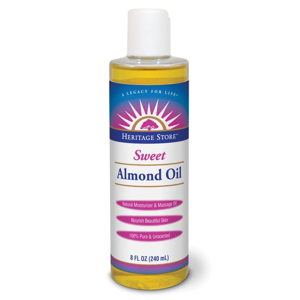 HERITAGE STORE Sweet Almond Oil with Vitamin E, Unscented (Btl-Plastic) | 8oz Beauty & Personal Care HERITAGE STORE