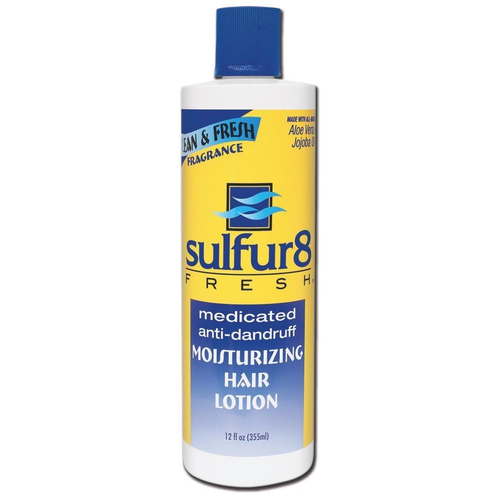 SULFUR8 Fresh Medicated Anti-Dandruff Moisturizing Hair Lotion 12 oz - Hydrating Scalp Relief for Dry & Itchy Scalp, Non-Greasy with Aloe Vera &