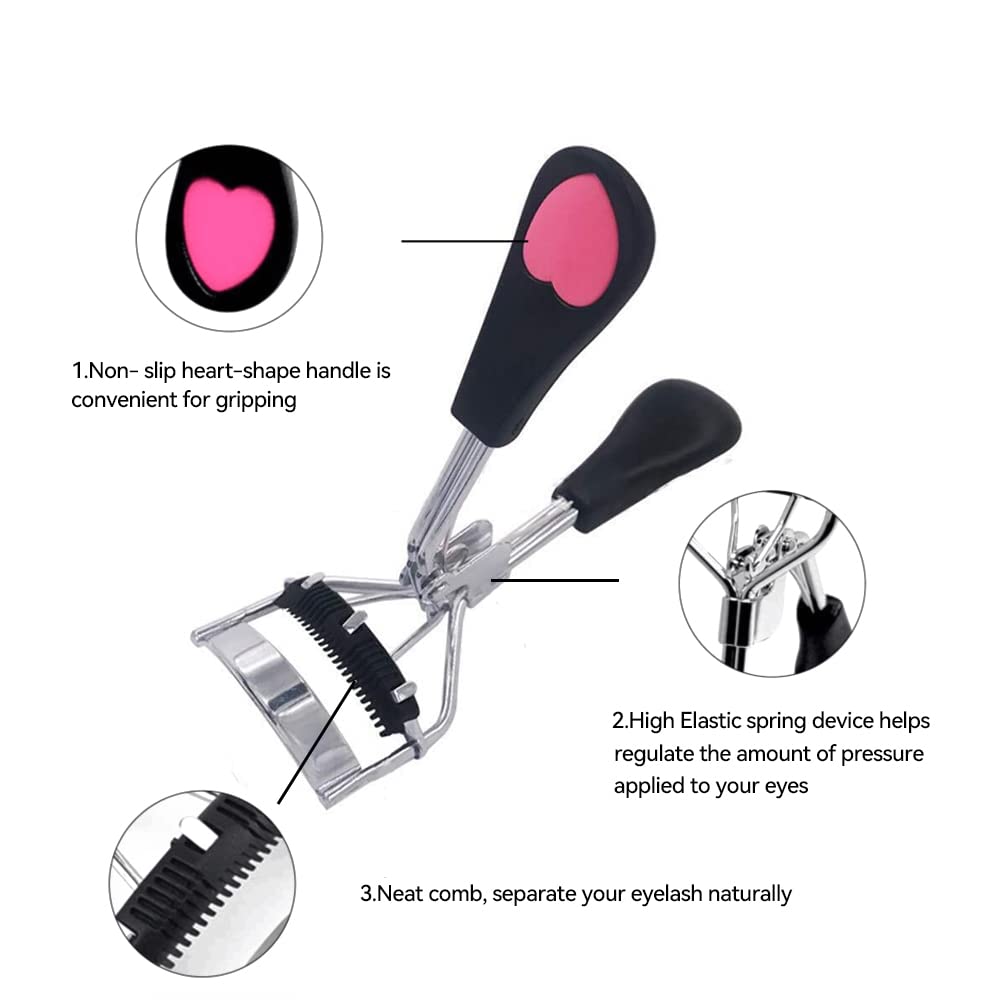Stainless Steel Eyelash Curler with Built-in Comb Pinch Pain-Free Lash Curler with Brush Suitable for Any Eye Shapes and Sizes and with 5 Silicone Beauty & Personal Care PARAHAIR