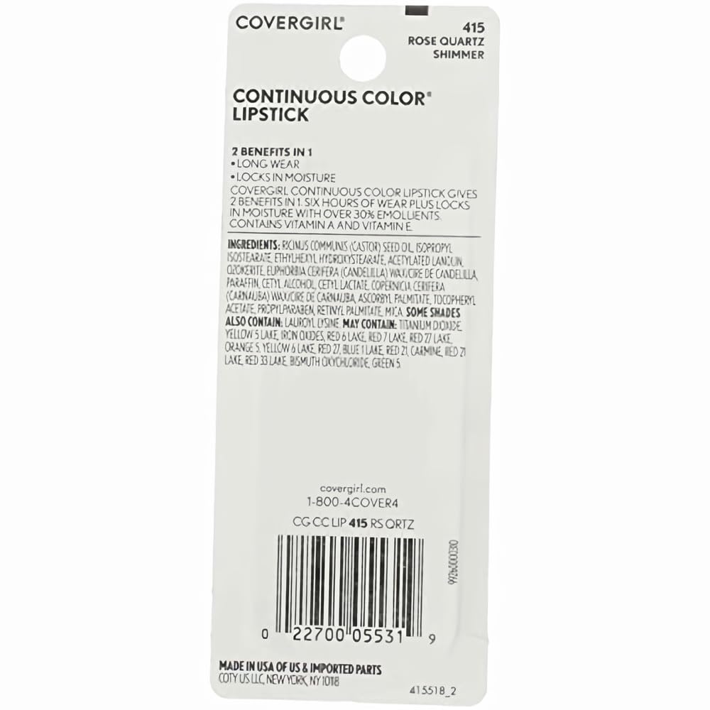 COVERGIRL Continuous Color Lipstick Rose Quartz (Pack of 6) Beauty & Personal Care COVERGIRL