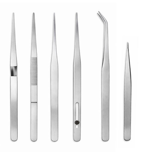 JEWEL TOOL 6-Piece Tweezer Set - 6 Tips & Lengths (4.25" to 7") - Craft, Jewelry, Watch Repair - Essential for Kits - Multipurpose Precision Beauty and Personal Care JEWEL TOOL