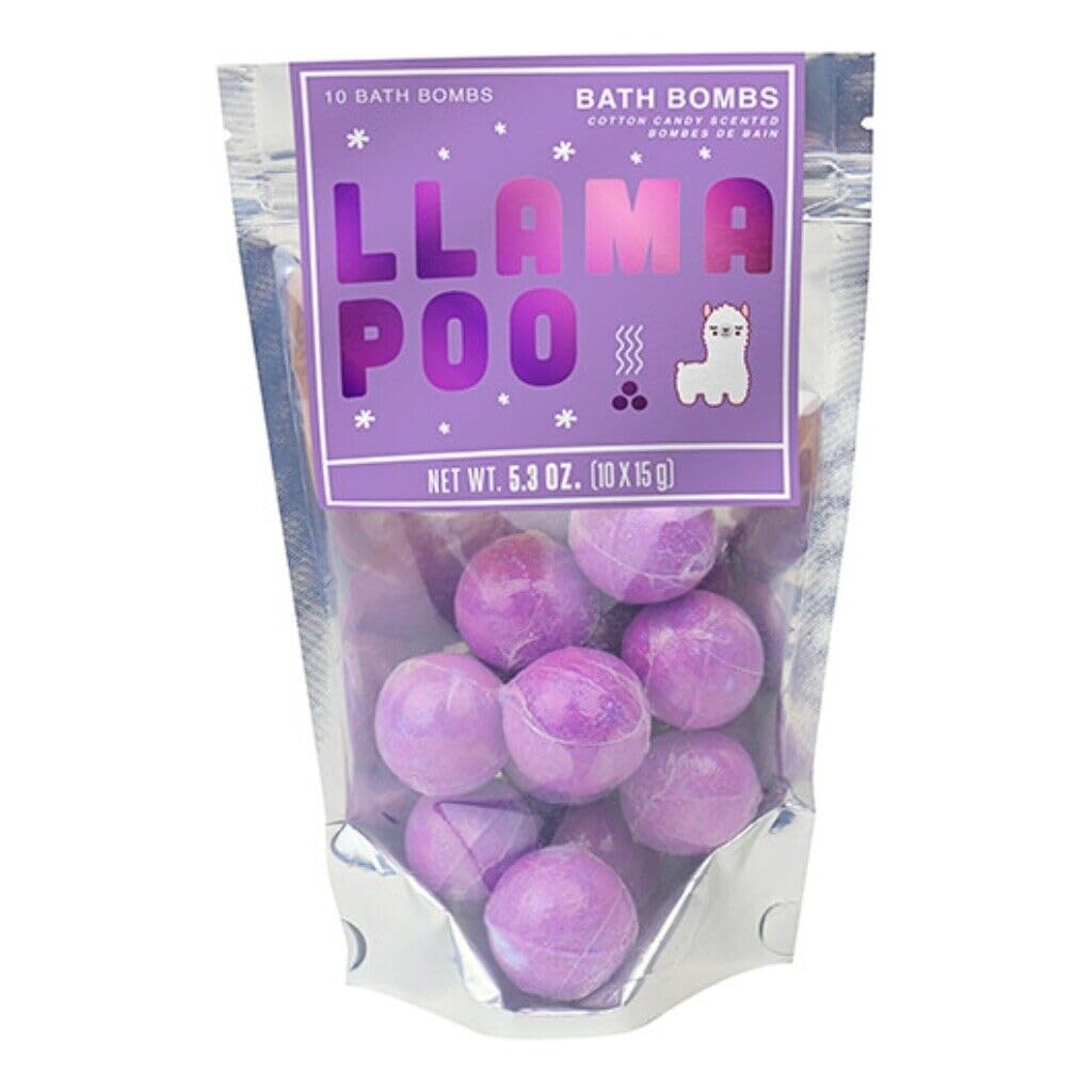 Gift Republic - Pack of 10 Cotton Candy Scented Bath Bombs - Llama Poo Bath Bomb - Christmas/Birthday/Secret Santa Gift Beauty and Personal Care Gift Republic