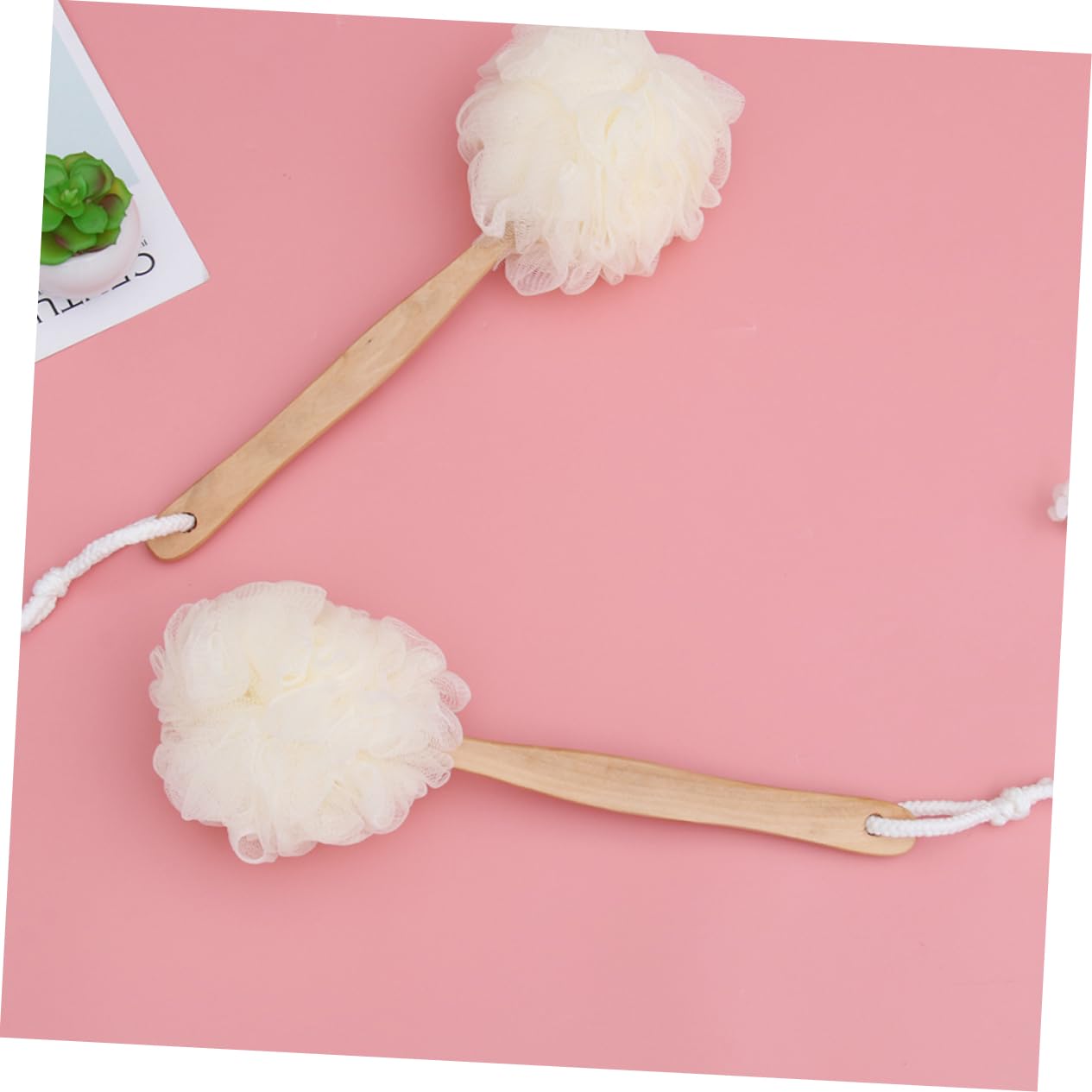 OUNONA 3Pcs Long Handle Bath Balls Scrubber Exfoliating Bath Puff for Men and Women Soft Mesh Shower Accessories for Body Cleaning and Massage Beauty and Personal Care OUNONA