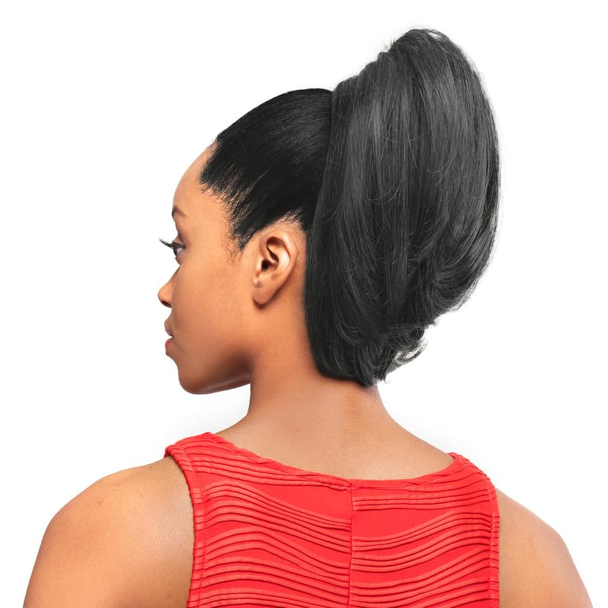 DS002 Ponytail Color 280 - Foxy Silver Wigs 8" Short Length Drawstring Straight Hairpiece Extension Synthetic Black Grey Bun Womens Bundle MaxWigs