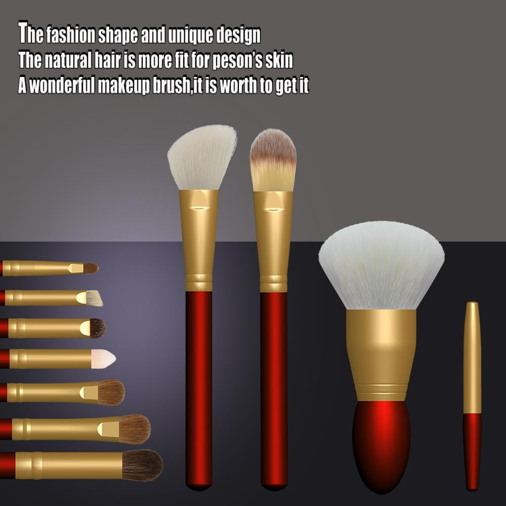 11pcs travel makeup brush sets top10 makeup brush Horse hair eyeshadow brushes,animals hair brushes like white goat hair blusher brush.snythetic Beauty & Personal Care Oye
